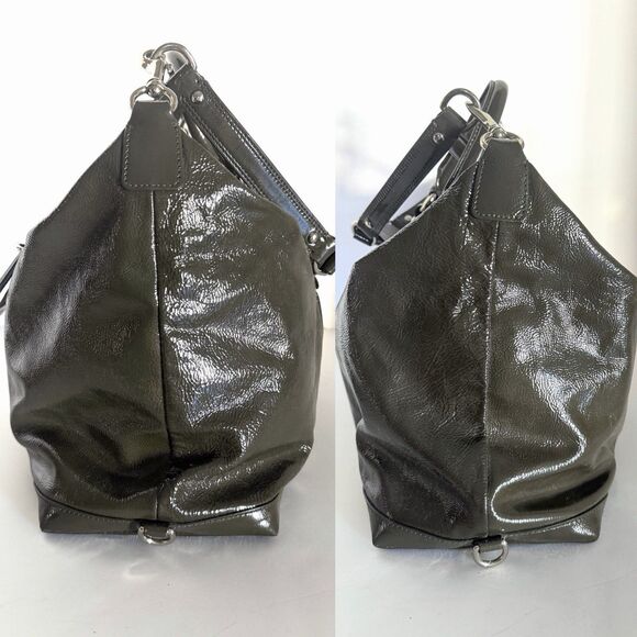 COACH Madison Sabrina Patent Leather Satchel 14179 Olive-Grey Shoulder Bag - Picture 4 of 16